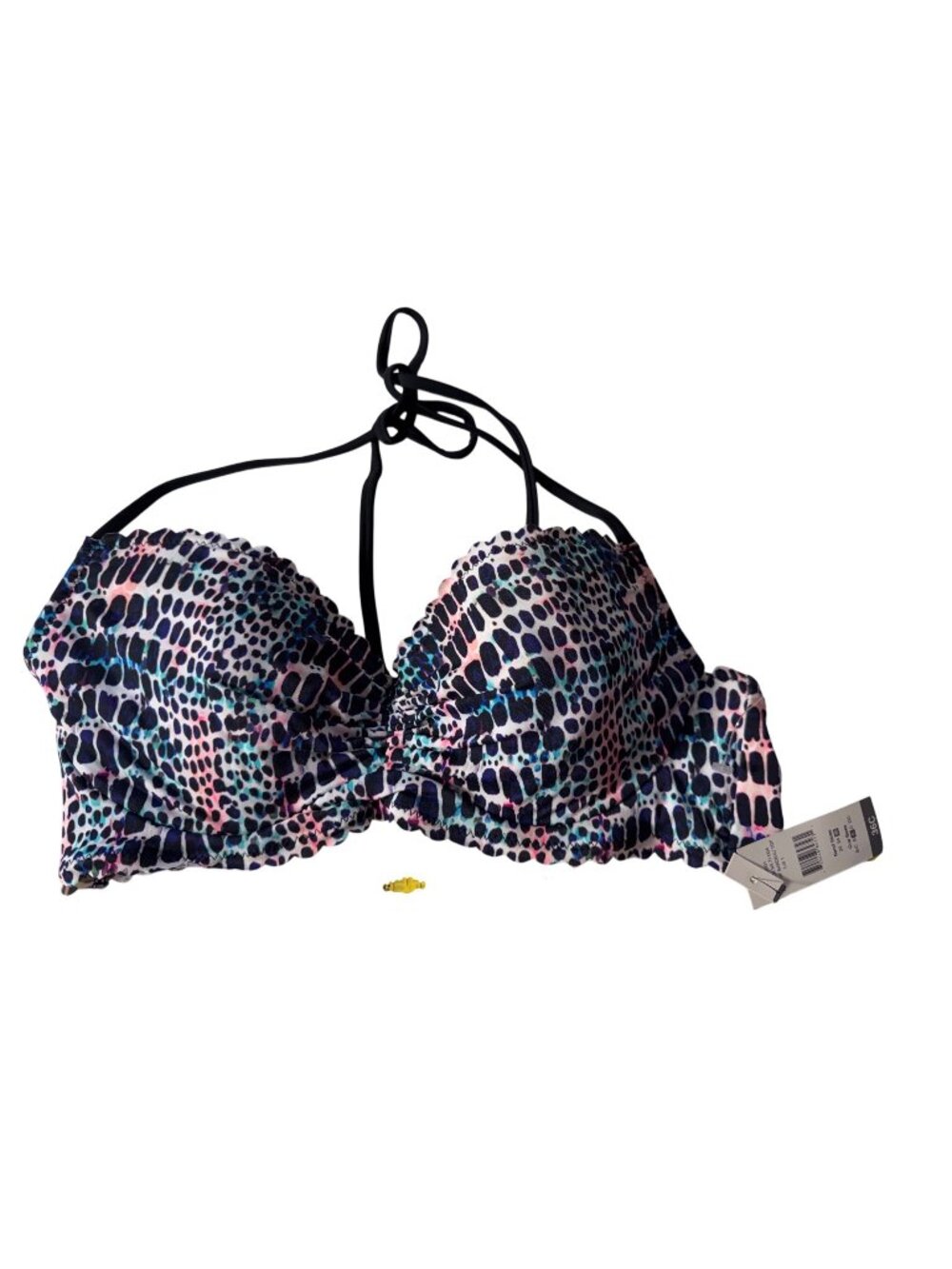 Sundazed Bandeau Bikini Top Multi Animal Print Size 36C Adjustable Strap Beach